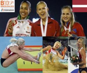 yapboz Ineta Radevica Uzun Atlama Şampiyonu, Naide Gomes ve Olga Kucherenko (2 ve 3) Avrupa Atletizm Şampiyonası&#039;nda Barcelona 2010
